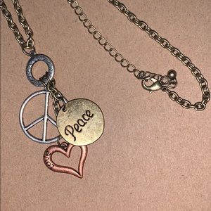 Bronze Peace Sign Necklace